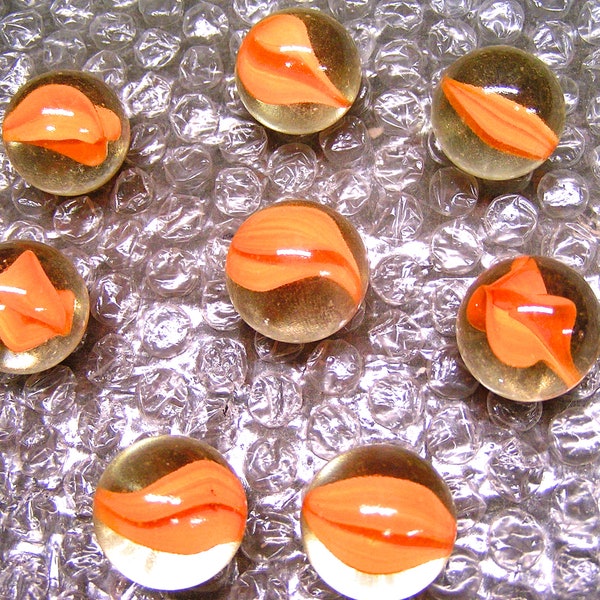 8 LARGE glass Orange marbles