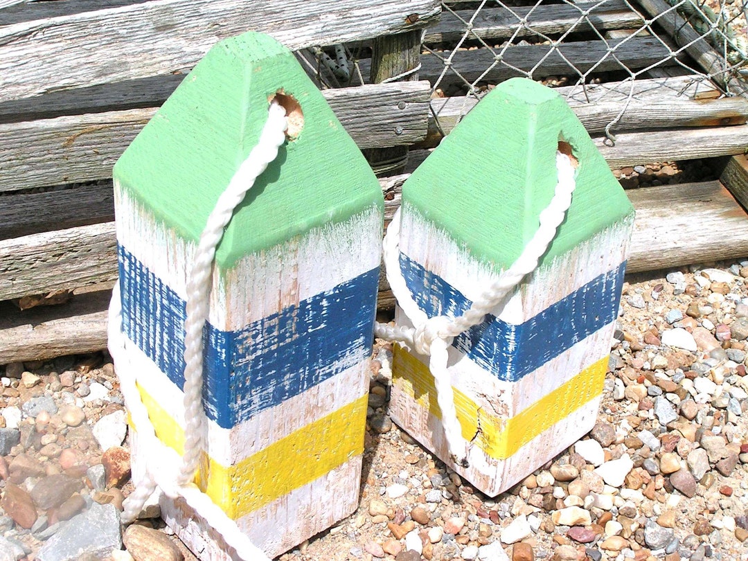 TWO Wood Lobster Buoys Nautical Decor Wooden Decorative - Etsy