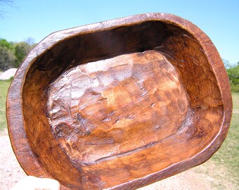 Medium Wood Dough Bowl Trencher, Centerpiece, primitive southwest decor 3300