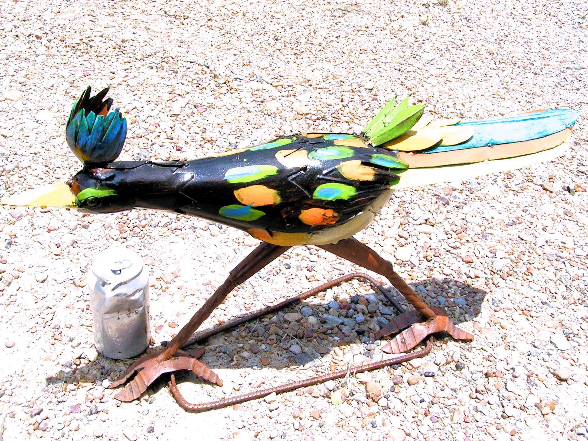 LARGE Colorful Metal Art Roadrunner, Junk Iron Garden Art Bird 4