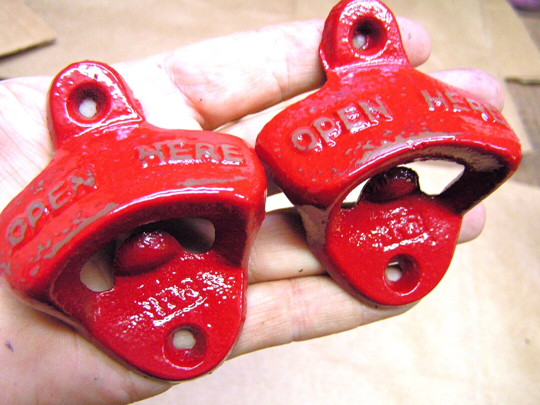 TWO Cast Iron Soda Opener Drawer Pull S RED Etsy