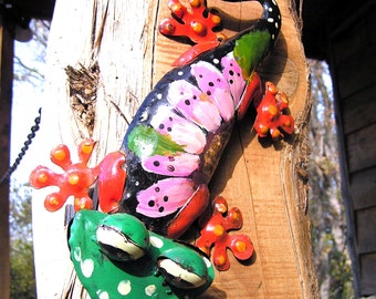 Metal aRT Lizard, hand painted, colorful Gecko, Salamander 42