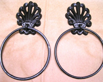 TWO cast iron wall rings, Oil Rubbed Bronze finish