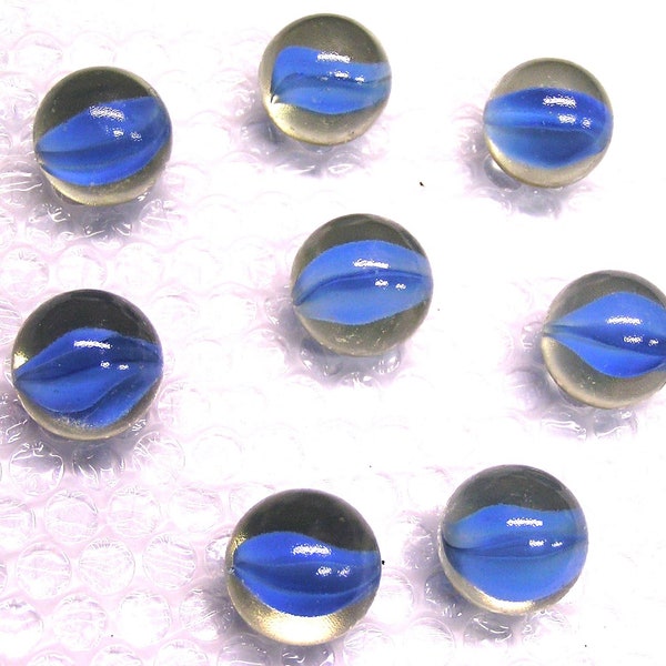 8 LARGE glass Blue marbles