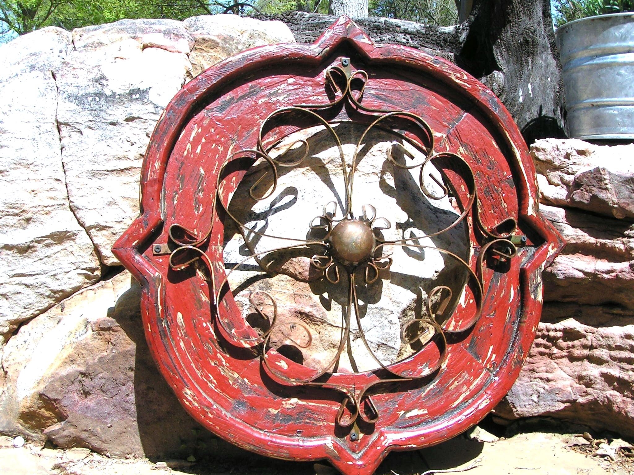 Wood and Metal Round Wall Medallion RED 0361 Etsy
