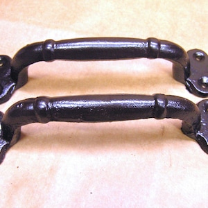 TWO Dark Brown Cast Iron LARGE 9 inch barn door style handles, Rustic Western farmhouse