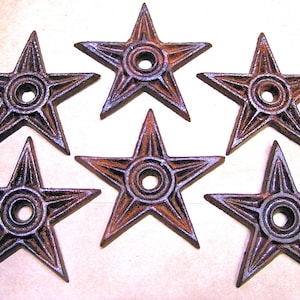 6 Cast Iron Western Stars for craft, woodworking, architectural embellishments set 26