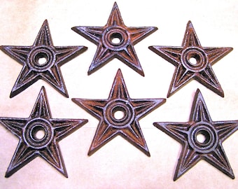 6 Cast Iron Western Stars for craft, woodworking, architectural embellishments set 26