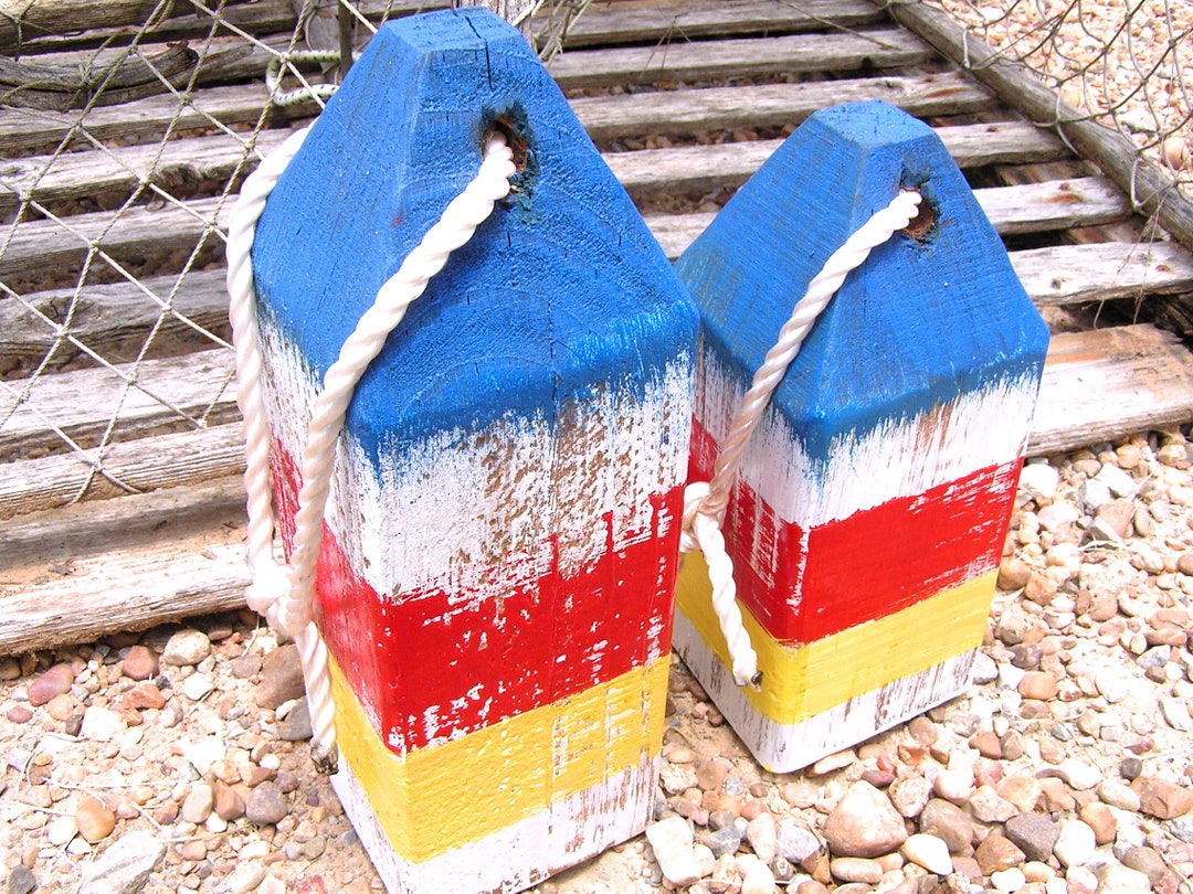 Wood Lobster Buoys, Nautical Decor, Wooden Decorative Buoys, Fishing