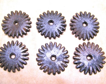 SIX cast iron western spur rowels for accents, embellishments, crafts, jewelry, woodworking