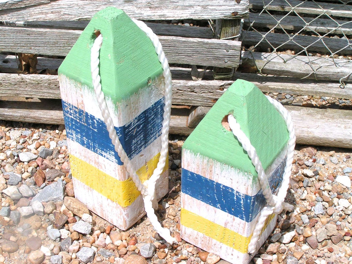 TWO Wood Lobster Buoys Nautical Decor Wooden Decorative - Etsy
