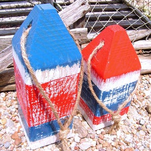 Wood Lobster buoys, Nautical Decor, Wooden Decorative Buoys, Fishing Buoys, Maine Lobster Buoy