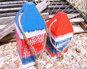Wood Lobster buoys, Nautical Decor, Wooden Decorative Buoys, Fishing Buoys, Maine Lobster Buoy