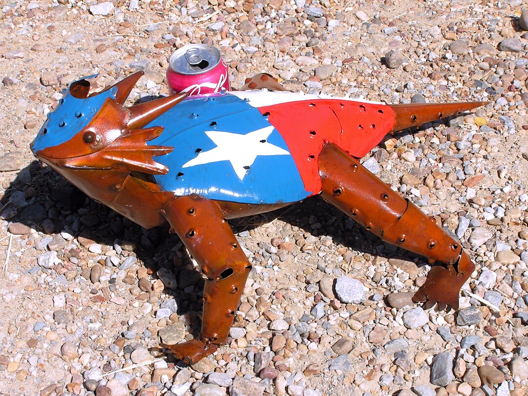 GIANT Metal Art Texas Horney Toad Junk Iron Art Frog HAND Etsy