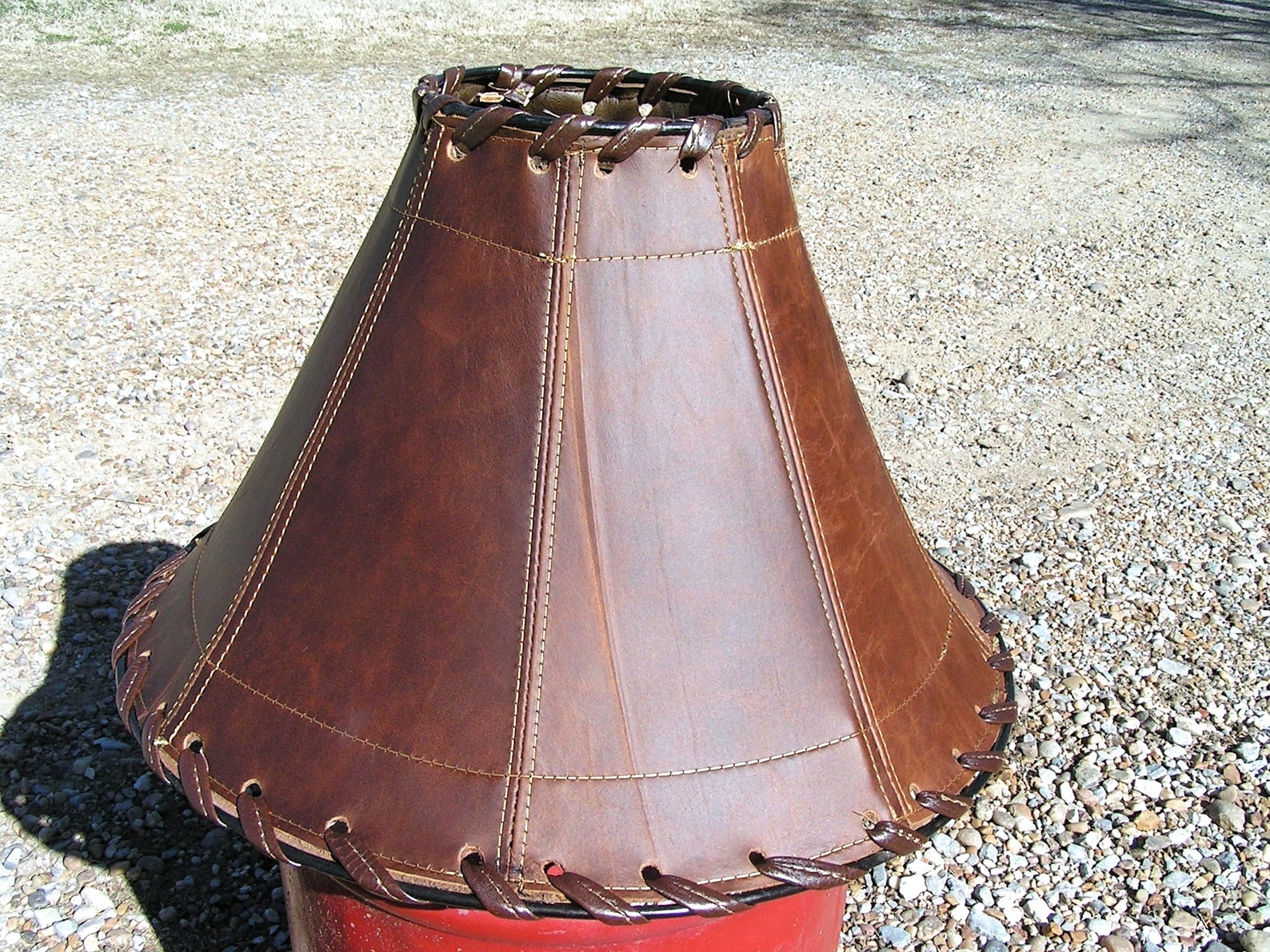 Rustic Distressed Leather Lamp Shade 2028 Etsy