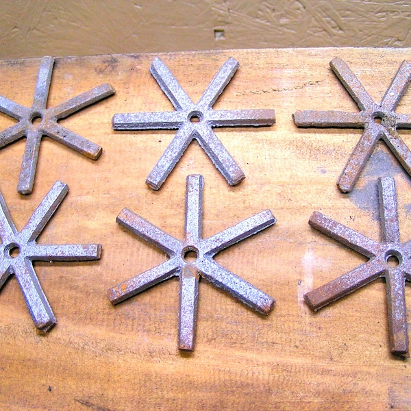 SIX cast iron western spur rowels for accents, embellishments, crafts, jewelry, woodworking