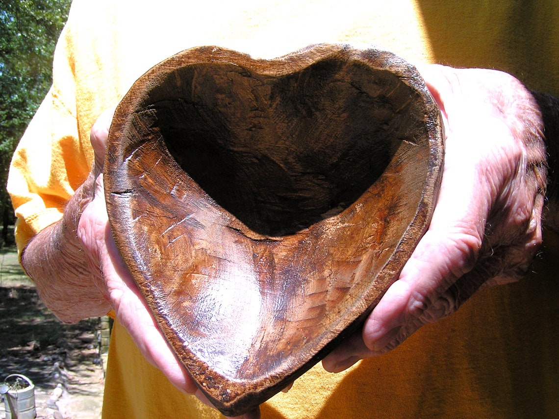 Hand carved wooden heart shaped dough bowl 2295 | Etsy