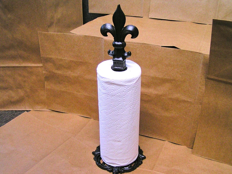 Bronze Iron Paper Towel Holder Fleur de Lis finial Etsy