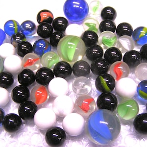 Sixty-two glass marbles Mixed lot BIG and small 5/8" to 1"  New Old stock