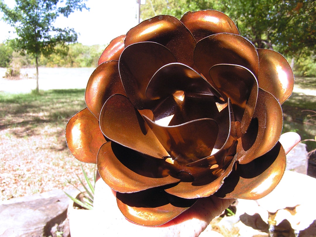 EXTRA Large Metal Rusty Rose Flower for Accents, Embellishments