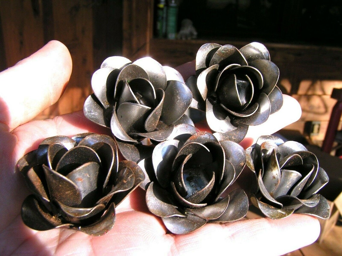 FIVE medium Roses metal flowers for crafts jewelry Etsy