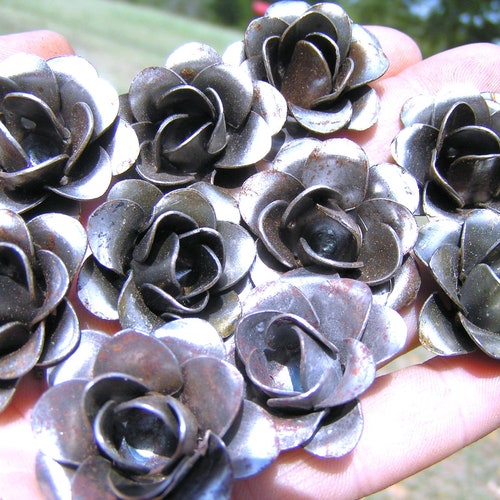 10 Small Roses Metal Flowers for Accents Embellishments Etsy
