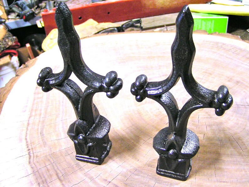 TWO Cast Iron Finials Architectural Black Bronze Finish Etsy