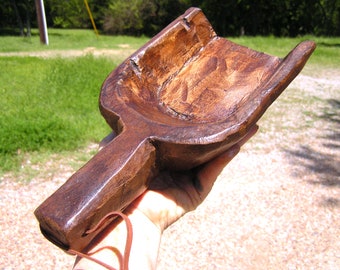 Primitive Wooden scoop, Hand carved wood, 2920