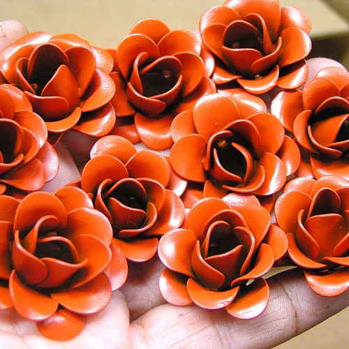 TEN Small Blue Roses Metal Flowers for Accents Etsy