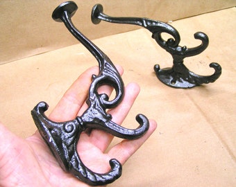 TWO cast iron wall hooks, Black