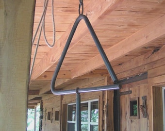 IRON Cowboy Western DINNER TRIANGLE Calling Bell Ringer et