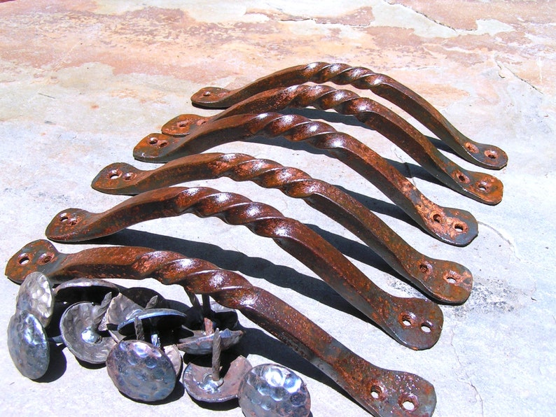 SIX Hand Twisted Iron Drawer Handles Pulls Etsy