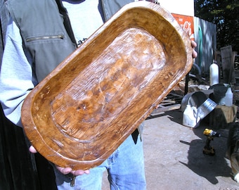 Wooden Dough Bowl , Hand carved bread wood centerpiece bowl, 0901