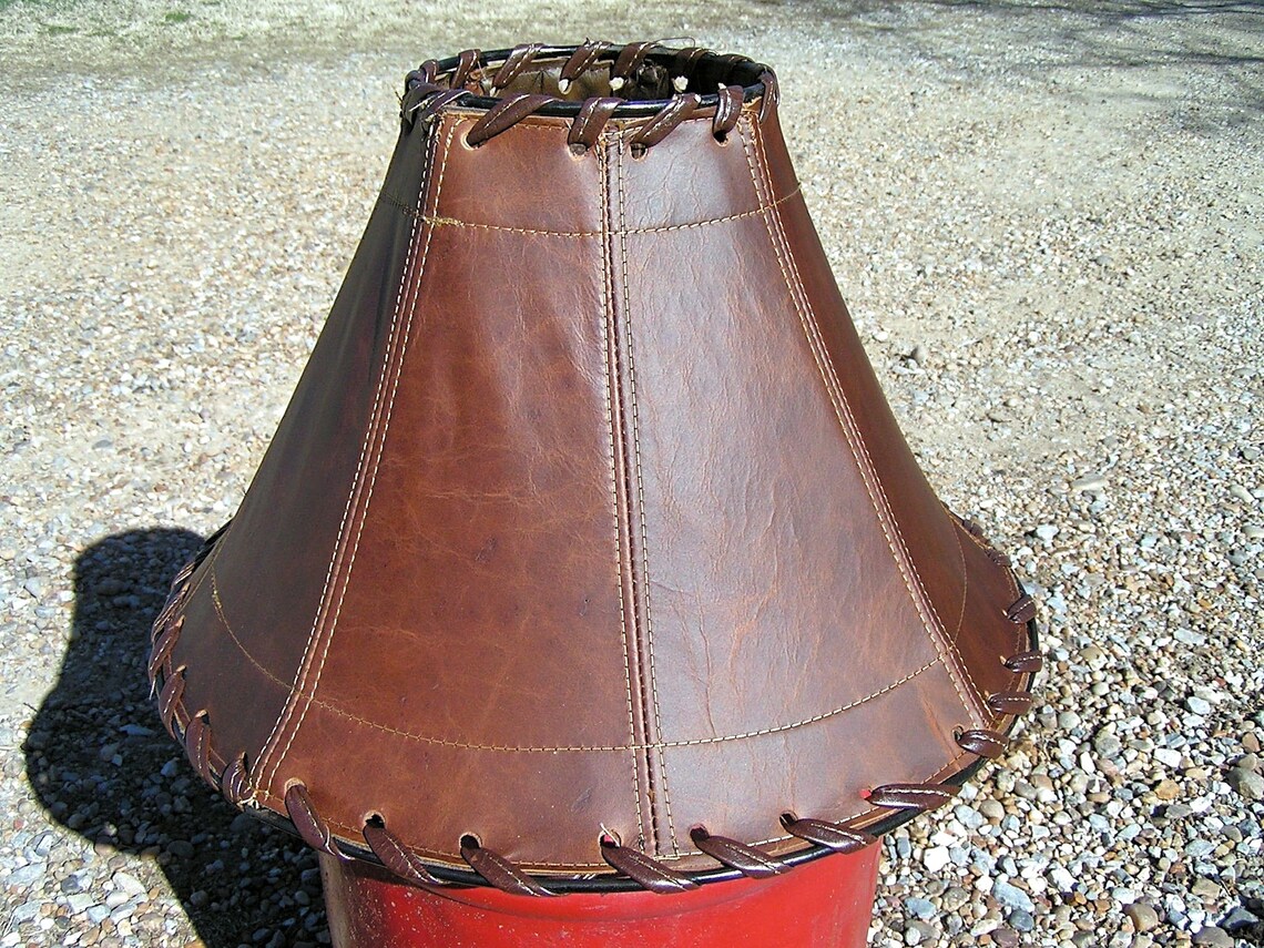 Rustic Distressed Leather Lamp Shade 2028 Etsy