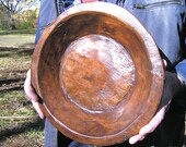 Hand Carved ROUND Wooden Dough Bowl Treenware Trencher Made in USA 2 DISCOUNTED
