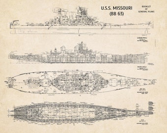 USS Missouri Blueprint 11" x 14"