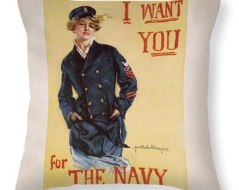 I want You for THE NAVY throw pillow