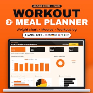 Trainings & Ernährungsplaner Excel, Workout Log, Kalorien, Makros, Menüplan, Gewicht, Google Sheets