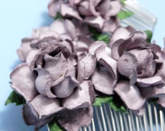 Dusty Purple Rose Hair Comb/ Vintage/ Antiqued/ Bridal/ Wedding Hair Accessories/ Bridesmaid Hair Fascinator F028