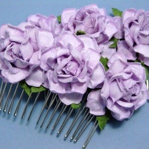 Lilac/ Light Violet/ Purple Rose Floral Hair Comb/ Bridal/ Wedding Hair Accessories/ Bridesmaid Hair Fascinator F030 image 3