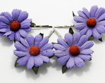 Lavender/ Purple Daisy Floral Hair Clip Set/ Alternative/ Bridal/ Wedding Hair Accessories/ Bridesmaid Bobby Pin/ Wedding Flower Pins F031