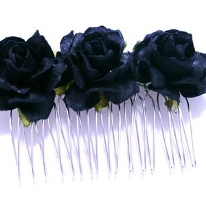 Midnight Black Rose Floral Hair Comb/ Gothic/ Alternative/ Bridal/ Wedding Hair Accessories/ Bridesmaid Hair Fascinator F039 image 3