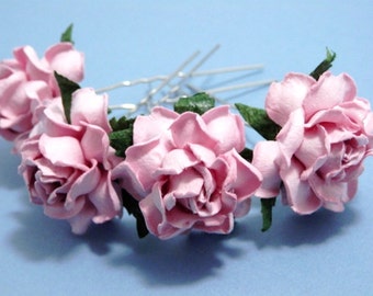 Soft Pink Rose Floral Hair Pin Set/ Bridal/ Wedding Hair Accessories/ Bridesmaid Hair Pin/ Wedding Flower Pins F025