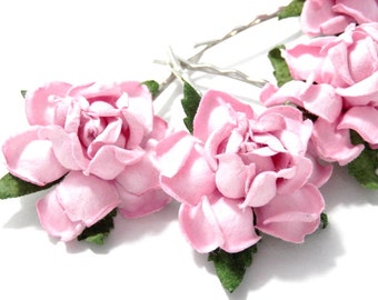 Pink Rose Floral Hair Clip Set/ Bridal/ Wedding Hair Accessories/ Bridesmaid Bobby Pin/ Wedding Flower Pins F025