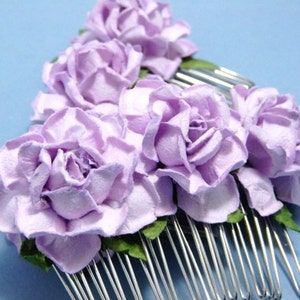 Lilac/ Light Violet/ Purple Rose Floral Hair Comb/ Bridal/ Wedding Hair Accessories/ Bridesmaid Hair Fascinator F030 image 2