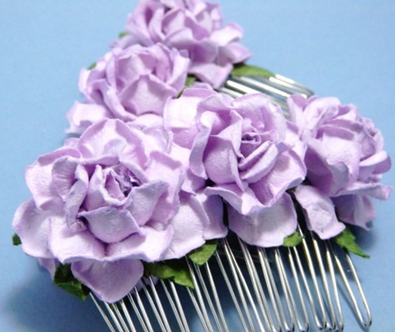 Lilac/ Light Violet/ Purple Rose Floral Hair Comb/ Bridal/ Wedding Hair Accessories/ Bridesmaid Hair Fascinator F030 image 2