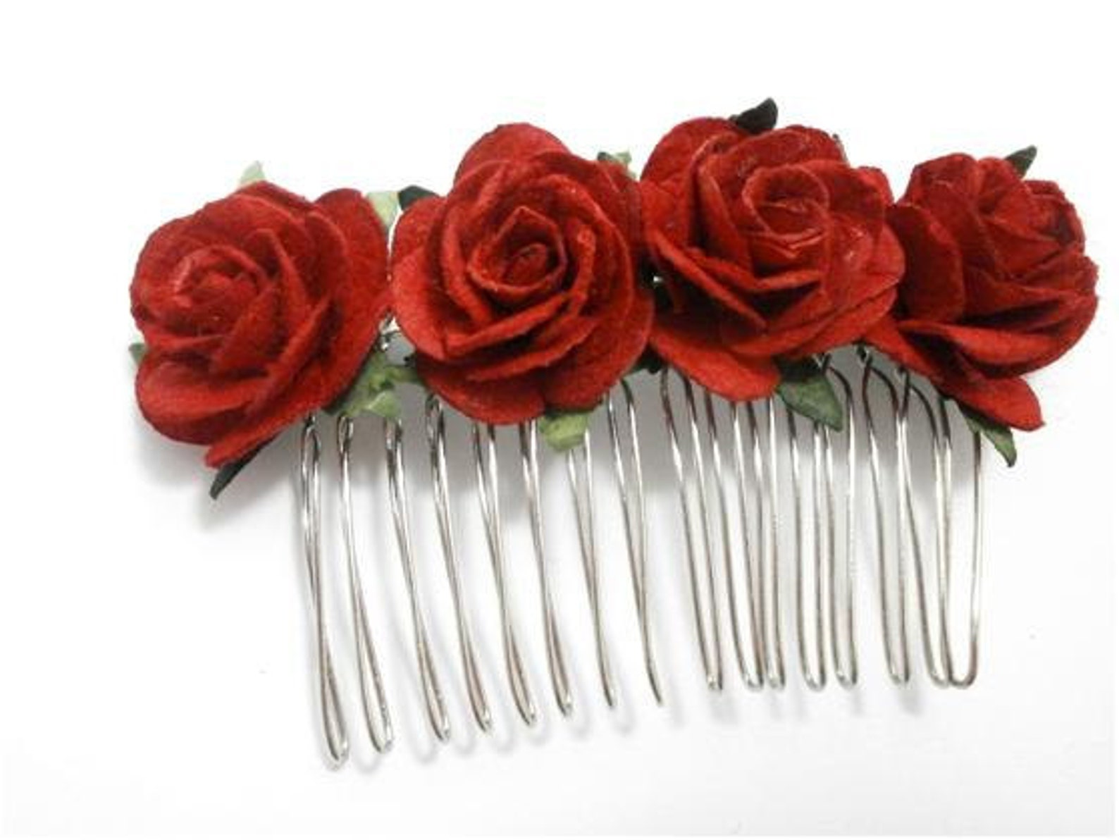 Red Rose Floral Hair Comb/ Traditional/ Classic/ Bridal/ - Etsy