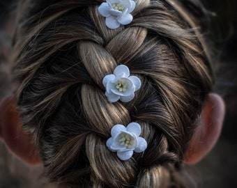 White Cherry Blossom Hair Clip Set/ Traditional/ Bridal/ Wedding Hair Accessories/ Bridesmaid Bobby Pin/ Wedding Flower Pins F018