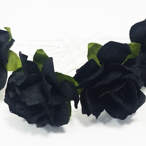 Black Rose Floral Hair Pin Set/ Gothic/ Alternative/ Bridal/ Wedding Hair Accessories/ Bridesmaid Hair Pin/ Wedding Flower Pins F039