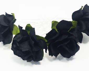 Black Rose Floral Hair Pin Set/ Gothic/ Alternative/ Bridal/ Wedding Hair Accessories/ Bridesmaid Hair Pin/ Wedding Flower Pins F039